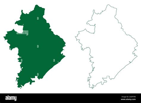 Ganjam district (Odisha State, Republic of India) map vector illustration, scribble sketch ...