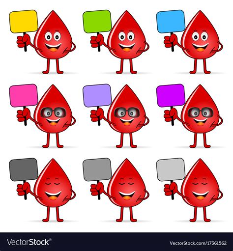 Blood group icon with drop cartoon set Royalty Free Vector