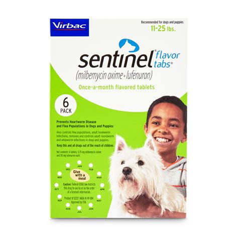 Sentinel Flavor Tablets for Dogs 11 to 25 lbs, 6 Month Supply, 6 CT ...