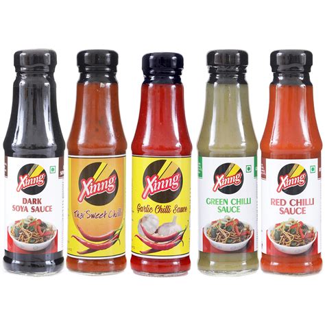 Buy Xinng Dark SOYA Sauce Bottle- 200gms, Green Chilli Sauce Bottle ...