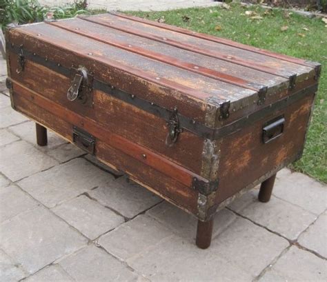 Antique Steamer Trunk into Coffee Table - should the interior be lined | Antique steamer trunk ...