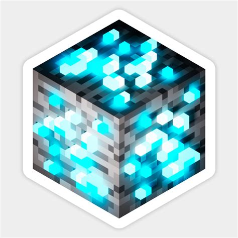 Block Diamond Ore 3D - Minecraft Blocks - Sticker | TeePublic