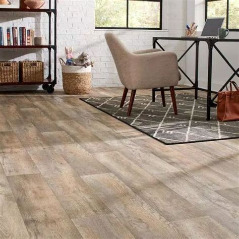 Mohawk Beige & Gray Rustic Oak Residential Vinyl Sheet, Sold by 12 ft. W x Custom Length-U5210 ...