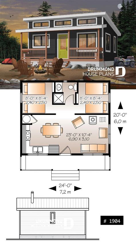 Affordable small 2 bedroom cabin plan, wood stove, open concept, low budget construction # ...