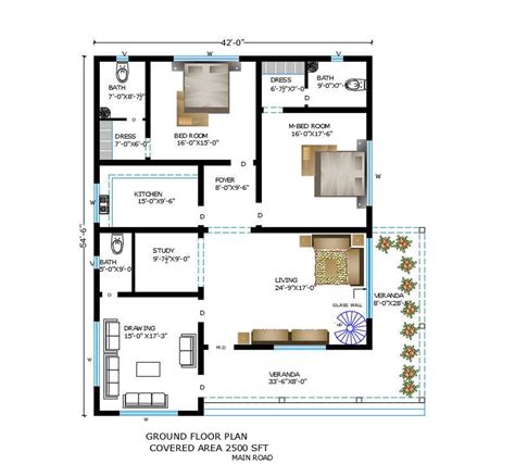 2500 SQFT House Layout Plan AutoCAD Drawing Download DWG File - Cadbull