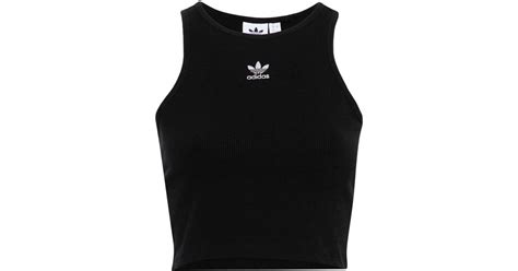 adidas Logo-embroidered Fine-ribbed Tank Top in Black | Lyst