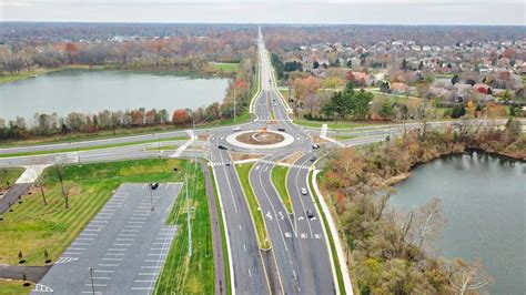 Aerial Drone Photos of 116th & Hazel Dell Roundabout, Carmel Indiana