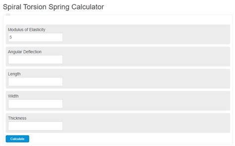 Spiral Torsion Spring Calculator - Calculator Academy