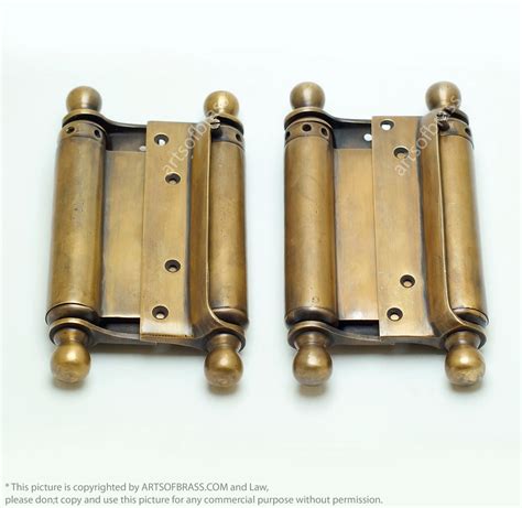 6.30" Vintage Brass Swing Door Hinges Double Action Adjustable Spring Hinge