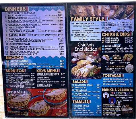 Menu at Rosa's Café & Tortilla Factory restaurant, Lewisville, State ...