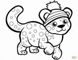 Cute Cheetah In Winter Hat coloring Page  Free Printable Coloring Pages sketch template