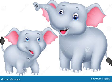 Cartoon Mother and Baby Elephant Stock Vector - Illustration of parent ...