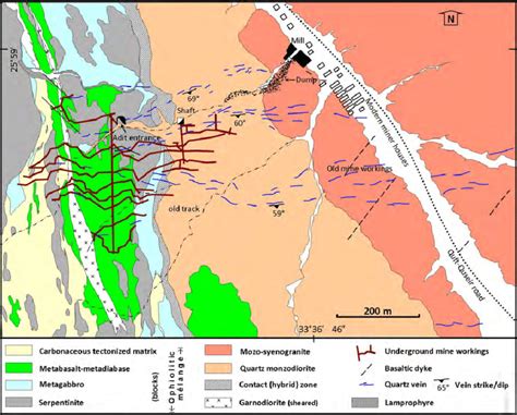 Detailed geological map of the mine area showing the... | Download Scientific Diagram