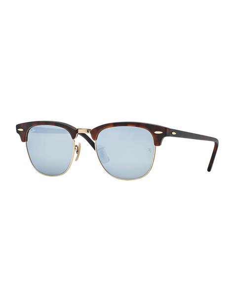 Ray-ban Clubmaster Sunglasses With Silver Mirror Lens in Metallic | Lyst