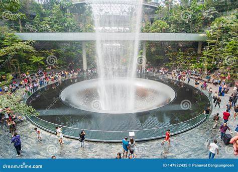 The Giant Water Fall HSBC Rain Vortex and Beautiful Green Nature ...