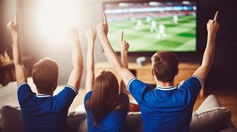 Premium Photo | A group of people watching a sports game on a tv