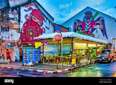 Street art in Thalang road, Phuket Town, Phuket, Thailand Stock Photo ...