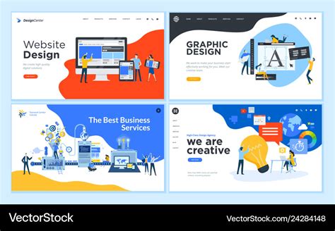 Set of flat design web page templates Royalty Free Vector