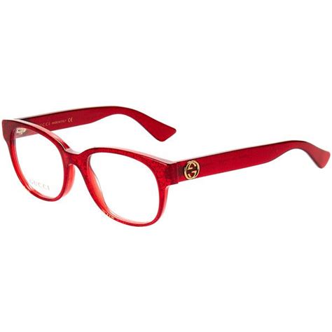 Gucci GG 0040/O Red Glitter Oval Optical Frames ($120) liked on ...