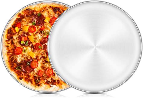 Pizza Baking Tray Set of 2, HaWare 12 inch Stainless Steel Pizza Pan Oven Tray, Round Baking ...