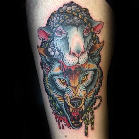 50 Wolf in Sheeps Kleidung Tattoo Designs für Männer - Manly Ideen #designs #ideen #kleidung # ...