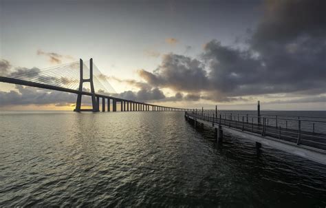 Wallpaper Portugal, Lisbon, Tagus River, Vasco da Gama Bridge images ...