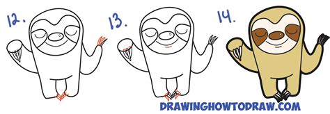 How to Draw Cute Cartoon Sloth with Easy Step by Step Drawing Tutorial for Kids – How to Draw ...