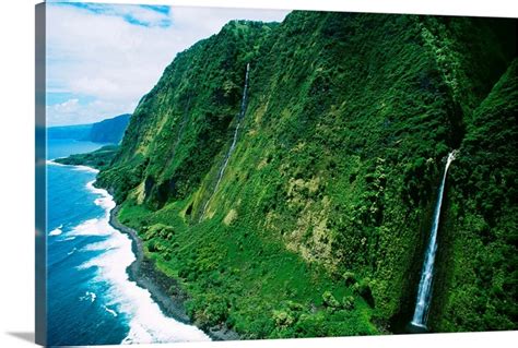 Hawaii, Big Island, Hamakua Coast, Waterfalls Cascade Into The Ocean | Great Big Canvas