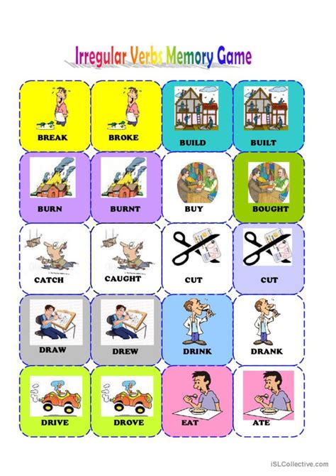 irregular verbs memory card game…: English ESL worksheets pdf & doc