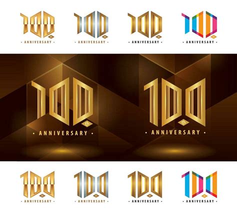 Set of 100th Anniversary logotype design, Hundred years Celebrate ...