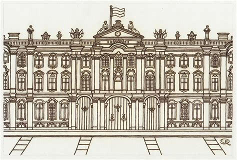 Winter Palace, St. Petersburg, Russia | Fineliner drawing. | Evelien ...