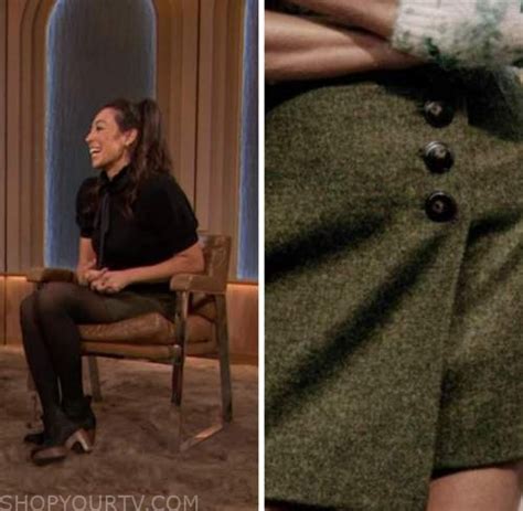 Drew Barrymore Show: November 2022 Joanna Gaines's Green Tweed Wrap Mini Skirt | Shop Your TV