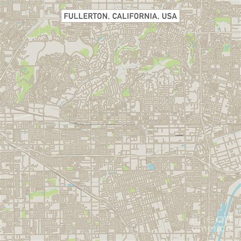 Fullerton California US City Street Map Digital Art by Frank Ramspott | Fine Art America