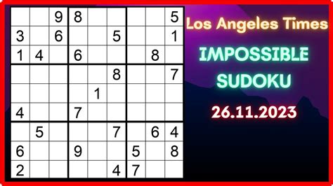 Sudoku - İMKANSIZ | Los Angeles Times | 26 Kasım 2023 - YouTube