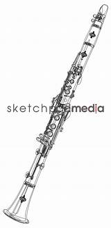 Clarinet Sketch Coloring Page sketch template