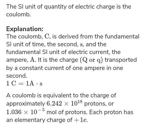 In SI units, a unit of charge is called aa)ampereb)milli coulombc)milli ...