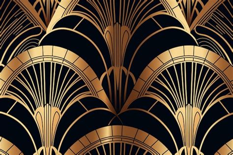 Art deco wallpaper that is black and gold. | Premium AI-generated image