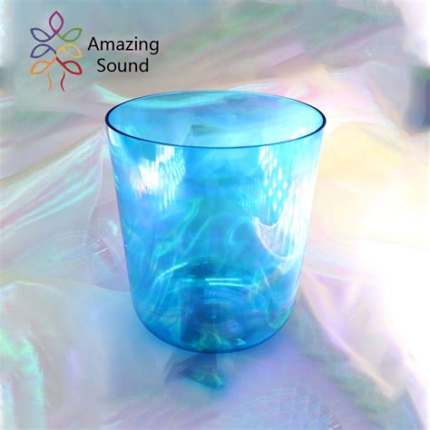 Amazing Sound Singing Bowl Alchemy Healing Chakras Clear Crystal Singing Bowls with Colored ...