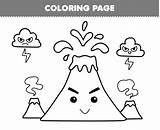 Education Game For Children coloring Page Of Cute Cartoon volcano And  sketch template