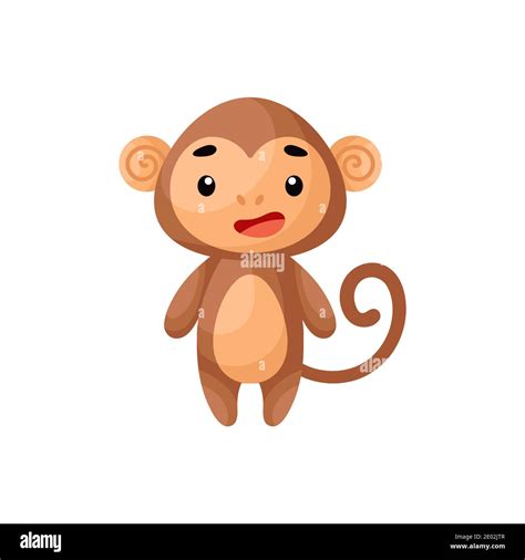 Cute little monkey on white background. Cartoon animal character for kids cards, baby shower ...