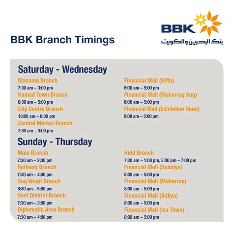 BBK on Twitter: "BBK Branches Timings #BBK #Bahrain #Branches #Bank ...