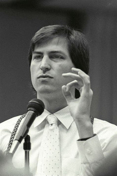 (Steve Jobs pictures from a 1984 presentation) An early Steve Jobs, running his company Apple ...