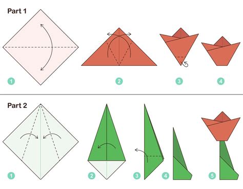 Tulip origami scheme tutorial moving model. Origami for kids. Step by ...