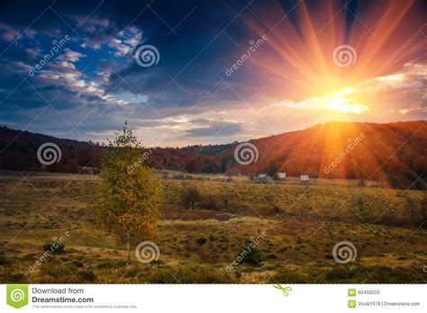 Panoramic View of the Dramatic Sunset in the Mountains. Stock Image - Image of backgrounds ...