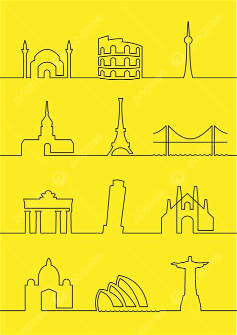 Cities Of The World Collection Architecture Drawing Vector, Collection, Architecture, Drawing ...