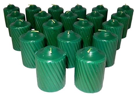 Amazon.com: 15 Hour Pine Scented Green Votive Candles 20 Candles Per ...