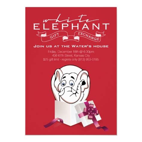 White Elephant Party Invitation | Custom Colors | Zazzle.com