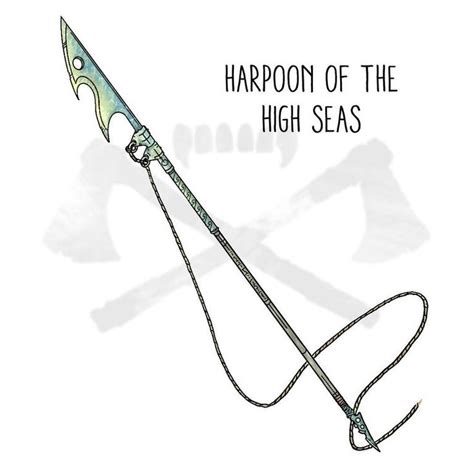 a drawing of an arrow with the words harpoon of the high seas on it