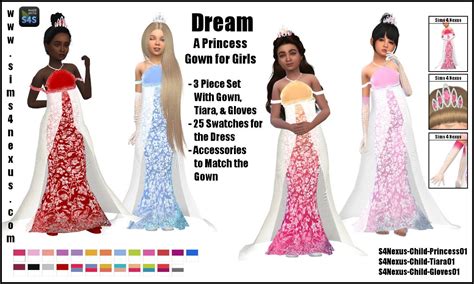 Dream Princess Gown by S4Nexus | Sims 4 children, Sims 4 dresses, Sims 4