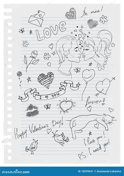 Hand-drawn Love Doodles Stock Image - Image: 18299631